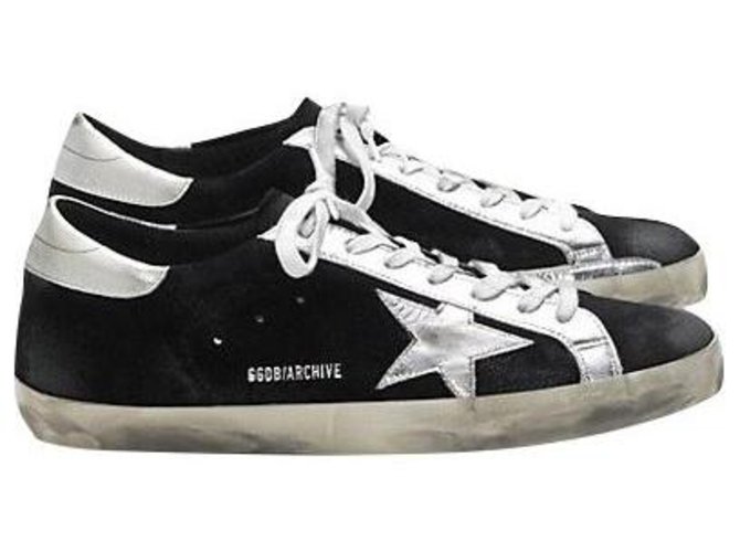 Golden Goose Deluxe Brand GANSO DOURADO. SUPERSTAR NOVO Preto Prata Suécia  ref.130873